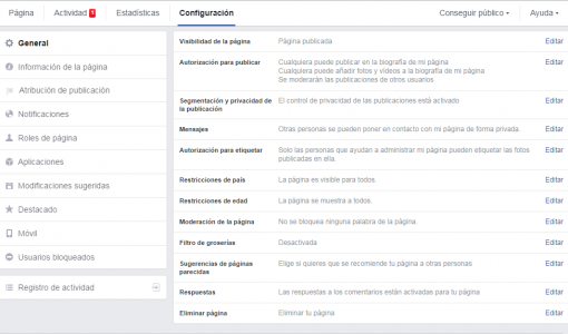 Configuracion General de Facebook